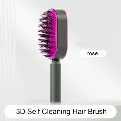 Self Cleaning Hair Brush for Women One-Key Cleaning Hair Loss Airbag Massage Scalp Comb Anti-Static Hairbrush