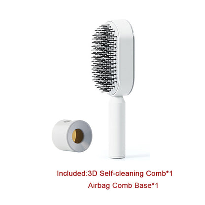 Self Cleaning Hair Brush for Women One-Key Cleaning Hair Loss Airbag Massage Scalp Comb Anti-Static Hairbrush