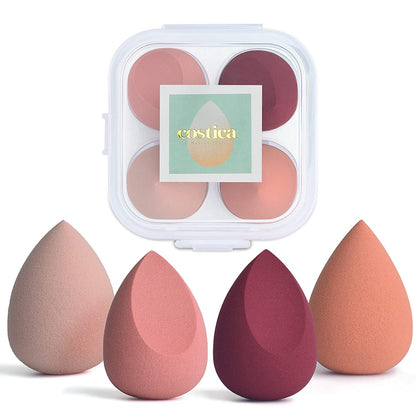COSTICA Rose Series Makeup Sponge Set - 4 Multi-Colored Blenders for Flawless Liquid Application