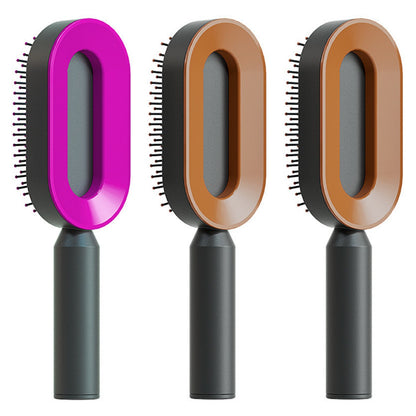 Self Cleaning Hair Brush for Women One-Key Cleaning Hair Loss Airbag Massage Scalp Comb Anti-Static Hairbrush