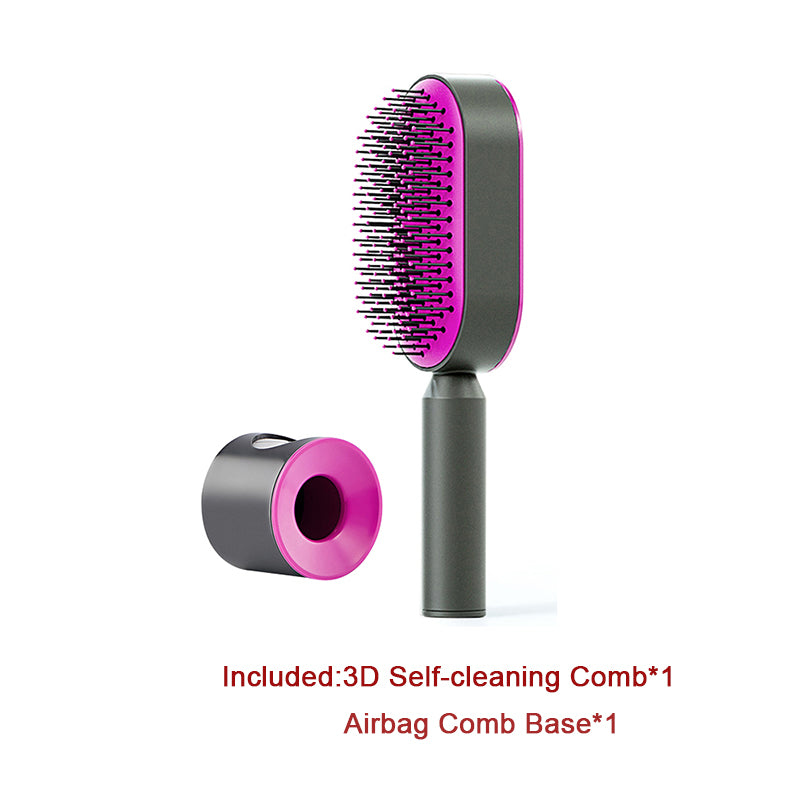Self Cleaning Hair Brush for Women One-Key Cleaning Hair Loss Airbag Massage Scalp Comb Anti-Static Hairbrush