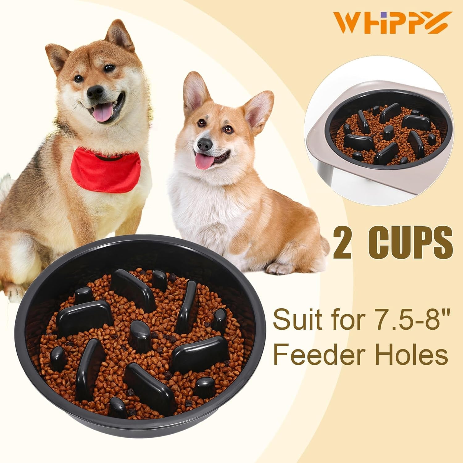 Slow Feeder Dog Bowl - BPA, PVC, and Phthalate-Free - Suitable for Most Raised Feeders - Non-Slip Maze Design - Can Be Used for All Food Types