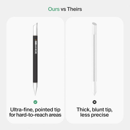 Premium Clear Glass Cuticle Stick with Leather Sleeve - Ethically Crafted in the Czech Republic - Multi-Functional Cuticle Pusher, Remover, Callous & Dry Skin Fingertip File, Nail Shaper