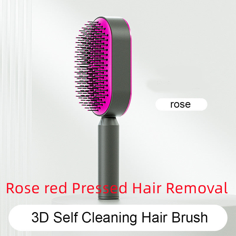 Self Cleaning Hair Brush for Women One-Key Cleaning Hair Loss Airbag Massage Scalp Comb Anti-Static Hairbrush
