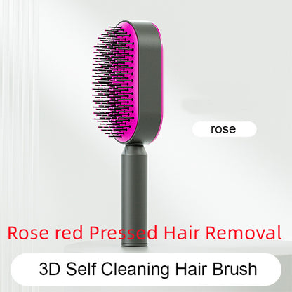 Self Cleaning Hair Brush for Women One-Key Cleaning Hair Loss Airbag Massage Scalp Comb Anti-Static Hairbrush