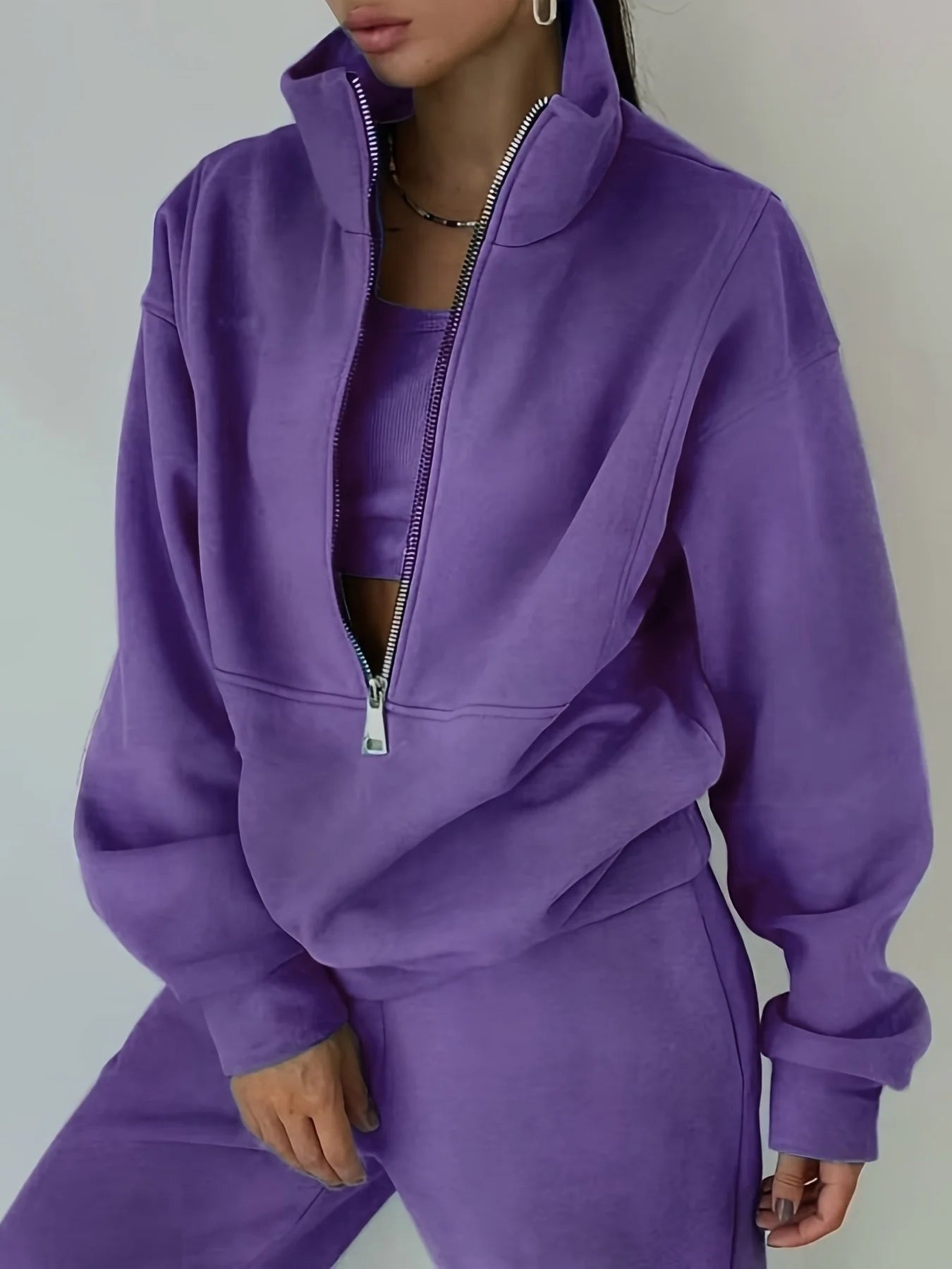 Urban Women'S 2-Piece Tracksuit Set | Street Casual & College Style | Fashion Aesthetic Sweatsuit for Young Women