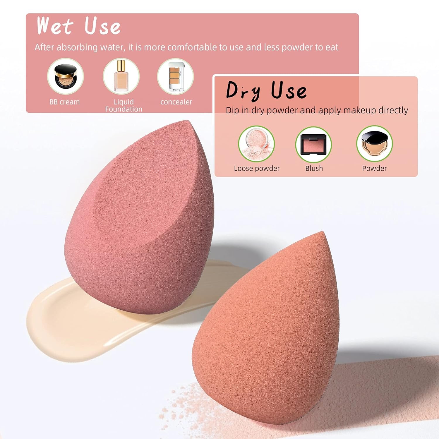 COSTICA Rose Series Makeup Sponge Set - 4 Multi-Colored Blenders for Flawless Liquid Application