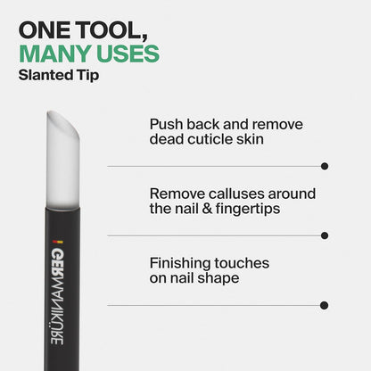 Premium Clear Glass Cuticle Stick with Leather Sleeve - Ethically Crafted in the Czech Republic - Multi-Functional Cuticle Pusher, Remover, Callous & Dry Skin Fingertip File, Nail Shaper